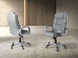 Angel Cerda Grey Leatherette Swivel Office Chair - thumbnail 3