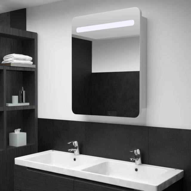 Berkfield Home LED Bathroom Mirror Cabinet 60x11x80 cm in White - Size: 60 x 11 x 80 cm - image 1