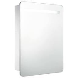 Berkfield Home LED Bathroom Mirror Cabinet 60x11x80 cm in White - Size: 60 x 11 x 80 cm - thumbnail 2