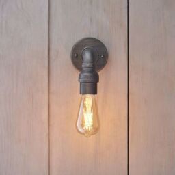 Loops Industrial Indoor Wall Light Aged Pewter Exposed Pipe Vintage Filament Lamp - thumbnail 4