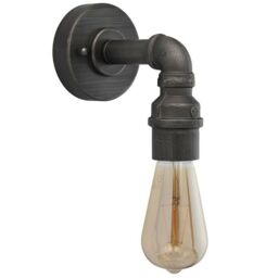 Loops Industrial Indoor Wall Light Aged Pewter Exposed Pipe Vintage Filament Lamp - thumbnail 3