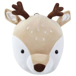 Wyld and Coco Plush Deer Head Wall Decor - Beige Cotton Kids Room Accent - Size: W21 cm x H30 cm - thumbnail 2