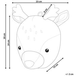 Wyld and Coco Plush Deer Head Wall Decor - Beige Cotton Kids Room Accent - Size: W21 cm x H30 cm - thumbnail 4