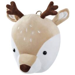 Wyld and Coco Plush Deer Head Wall Decor - Beige Cotton Kids Room Accent - Size: W21 cm x H30 cm - thumbnail 3