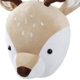 Wyld and Coco Plush Deer Head Wall Decor - Beige Cotton Kids Room Accent - Size: W21 cm x H30 cm - thumbnail 6