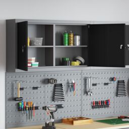 Berkfield Home Tool Cabinet Wall-Mounted Black 100x20x55 cm Steel - Size: 100 x 20 x 55 cm - thumbnail 4