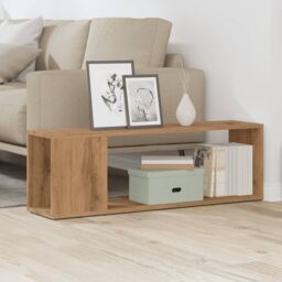 Berkfield Home TV Cabinet Artisan Oak 100x24x32 cm Engineered Wood in Brown - Size: 100 x 24 x 32 cm - thumbnail 3