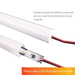 VOGREX 6 Pack LED Aluminium Channel Profile 3.3ft Extrusion Diffuser Strip Lights Cover in Silver - thumbnail 3