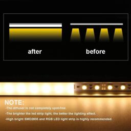 VOGREX 6 Pack LED Aluminium Channel Profile 3.3ft Extrusion Diffuser Strip Lights Cover in Silver - thumbnail 4