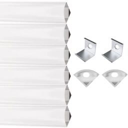 VOGREX 6 Pack LED Aluminium Channel Profile 3.3ft Extrusion Diffuser Strip Lights Cover in Silver - thumbnail 1