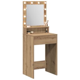 Berkfield Home LED Lighted Dressing Table in Artisan Oak, 50x41x135 cm in Brown - Size: 50 x 41 x 135 cm - thumbnail 3
