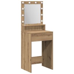 Berkfield Home LED Lighted Dressing Table in Artisan Oak, 50x41x135 cm in Brown - Size: 50 x 41 x 135 cm - thumbnail 2
