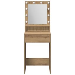 Berkfield Home LED Lighted Dressing Table in Artisan Oak, 50x41x135 cm in Brown - Size: 50 x 41 x 135 cm - thumbnail 4