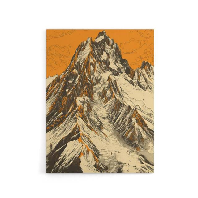 "Artery8 K2 Mountain Peak Summit Climbers Canvas Wall Art Print in Orange - Size: W18"" x H24""" - image 1