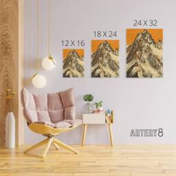 "Artery8 K2 Mountain Peak Summit Climbers Canvas Wall Art Print in Orange - Size: W18"" x H24""" - thumbnail 4