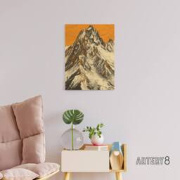 "Artery8 K2 Mountain Peak Summit Climbers Canvas Wall Art Print in Orange - Size: W18"" x H24""" - thumbnail 3