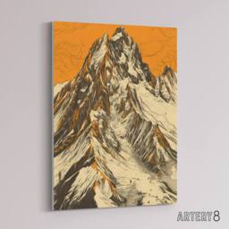 "Artery8 K2 Mountain Peak Summit Climbers Canvas Wall Art Print in Orange - Size: W18"" x H24""" - thumbnail 2