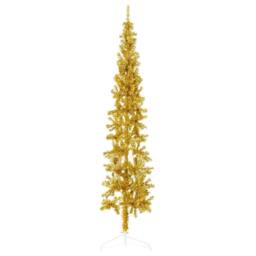 Berkfield Home Slim Artificial Half Christmas Tree with Stand Gold 180 cm - thumbnail 2