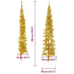 Berkfield Home Slim Artificial Half Christmas Tree with Stand Gold 180 cm - thumbnail 9