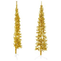 Berkfield Home Slim Artificial Half Christmas Tree with Stand Gold 180 cm