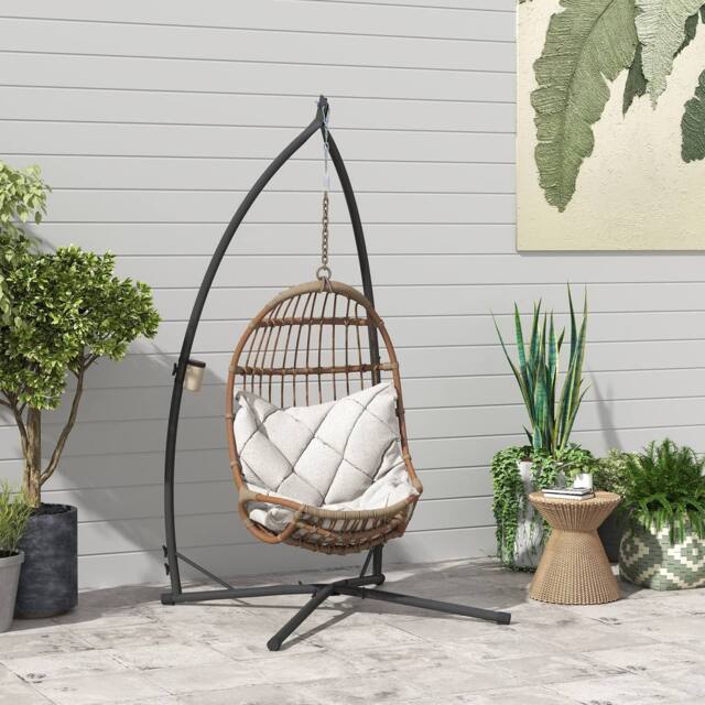 OUTSUNNY Hammock Chair Stand, Steel Frame Hammock Stand Only, Black - image 1