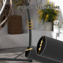 OUTSUNNY Hammock Chair Stand, Steel Frame Hammock Stand Only, Black - thumbnail 5