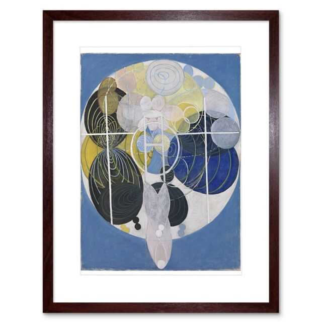 "Artery8 Wall Art Print Hilma Af Klint Abstract Circles Artwork Framed 9X7 Inch in Brown - Size: W7"" x H9""" - image 1