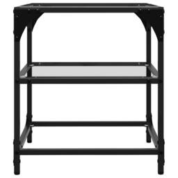 Berkfield Home Decorative Coffee Table with Transparent Glass Top 40x40x45 cm Steel in Black - Size: 40 x 40 x 45 cm - thumbnail 5