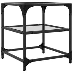 Berkfield Home Decorative Coffee Table with Transparent Glass Top 40x40x45 cm Steel in Black - Size: 40 x 40 x 45 cm - thumbnail 6