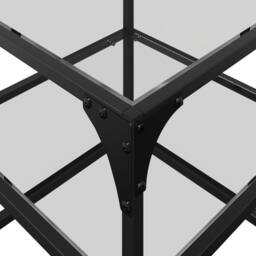 Berkfield Home Decorative Coffee Table with Transparent Glass Top 40x40x45 cm Steel in Black - Size: 40 x 40 x 45 cm - thumbnail 8