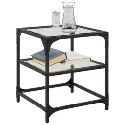 Berkfield Home Decorative Coffee Table with Transparent Glass Top 40x40x45 cm Steel in Black - Size: 40 x 40 x 45 cm