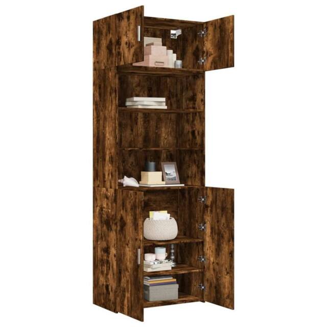 Berkfield Home Storage Cabinet Smoked Oak 80x42.5x225 cm Engineered Wood in Brown - image 1