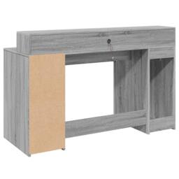 Berkfield Home Desk with LED Lights Grey Sonoma 140x55x91 cm Engineered Wood - Size: 140 x 55 x 91 cm - thumbnail 8