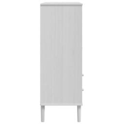 Berkfield Home Highboard SENJA Rattan Look White 90x40x112 cm Solid Wood Pine - Size: 90 x 40 x 112 cm - thumbnail 7