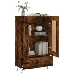 Berkfield Home Highboard Smoked Oak 69.5x31x115 cm Engineered Wood in Brown - thumbnail 4