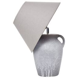 Wyld and Coco Grey Ceramic Table Lamp with Adjustable Linen Shade - thumbnail 4