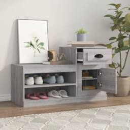 Berkfield Home Shoe Cabinet Grey Sonoma 100x42x60 cm Engineered Wood - Size: 100 x 42 x 60 cm - thumbnail 3