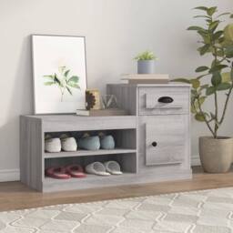 Berkfield Home Shoe Cabinet Grey Sonoma 100x42x60 cm Engineered Wood - Size: 100 x 42 x 60 cm - thumbnail 2