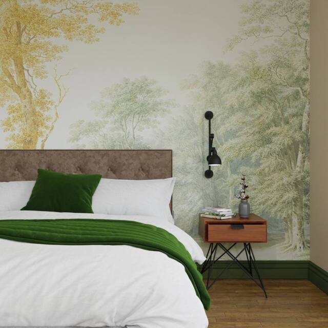 Superfresco Easy Stately Woodland Green Ochre Print To Order 3m x 2.8m Mural - image 1