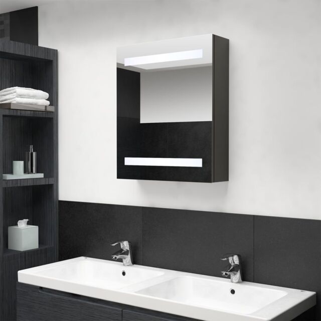 Berkfield Home LED Bathroom Mirror Cabinet Anthracite 50x14x60 cm in Black - Size: 50 x 14 x 60 cm - image 1