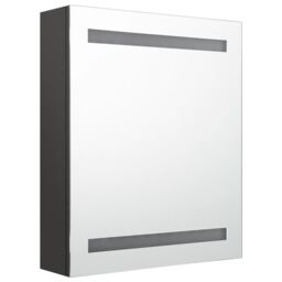 Berkfield Home LED Bathroom Mirror Cabinet Anthracite 50x14x60 cm in Black - Size: 50 x 14 x 60 cm - thumbnail 3