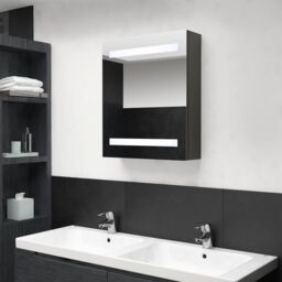 Berkfield Home LED Bathroom Mirror Cabinet Anthracite 50x14x60 cm in Black - Size: 50 x 14 x 60 cm - thumbnail 1