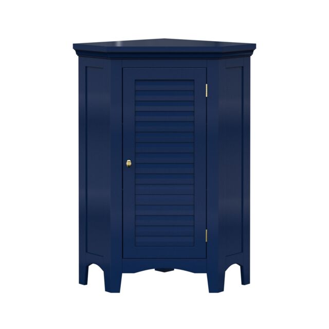 Teamson Home Glancy Freestanding Corner Floor Cabinet with Faux Louvered Door in Blue - image 1