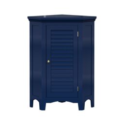 Teamson Home Glancy Freestanding Corner Floor Cabinet with Faux Louvered Door in Blue