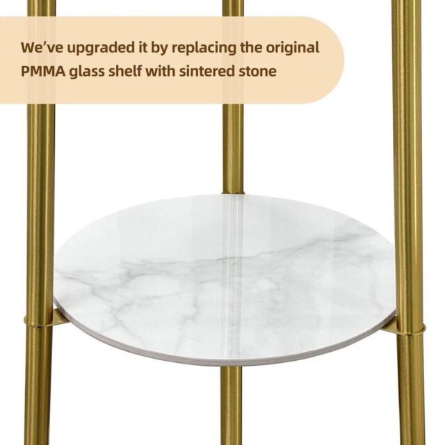 Hinsinc 3-Tier Shelf Floor Lamp w/Shade Standing Light in Beige - image 1
