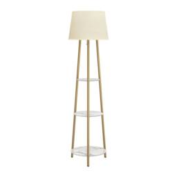 Hinsinc 3-Tier Shelf Floor Lamp w/Shade Standing Light in Beige - thumbnail 3