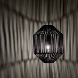 Industville Boho Rattan Ceiling Pendant Light - 12 Inch - Diamond in Black - Size: 12 inches - thumbnail 2