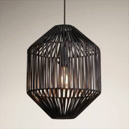 Industville Boho Rattan Ceiling Pendant Light - 12 Inch - Diamond in Black - Size: 12 inches - thumbnail 4