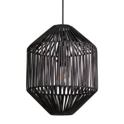 Industville Boho Rattan Ceiling Pendant Light - 12 Inch - Diamond in Black - Size: 12 inches