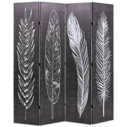 Berkfield Home Decorative Folding Room Divider 160x170 cm Feathers Black & White - thumbnail 2